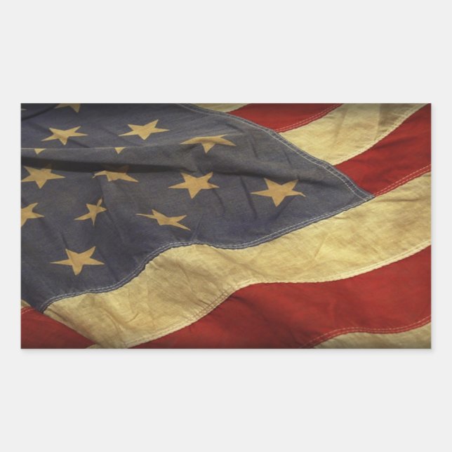 Sticker Rectangulaire Drapeau américain en détresse (Devant)