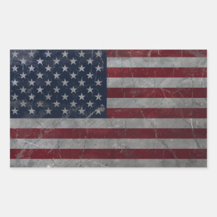 Sticker Rectangulaire Drapeau américain grunge vintage en métal