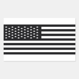Sticker Rectangulaire Drapeau américain noir blanc