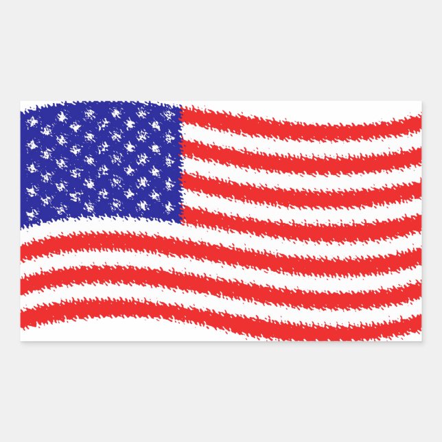 Sticker Rectangulaire Drapeau américain ondoyant (Devant)