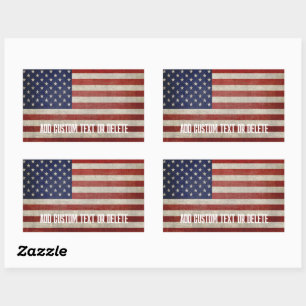 Sticker Rectangulaire Drapeau américain patiné et en détresse