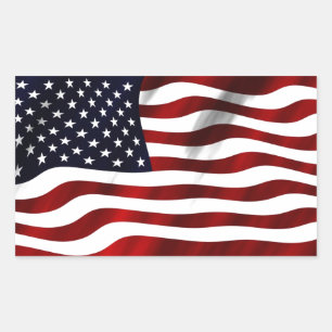 Sticker Rectangulaire Drapeau américain qui flotte