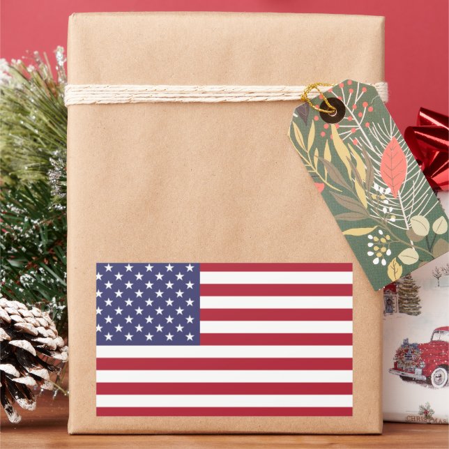 Sticker Rectangulaire drapeau américain rouge blanc et bleu Juillet 4 pa (vacances)