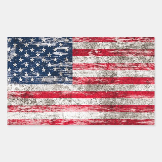 Sticker Rectangulaire Drapeau américain soufflé et usé (Devant)