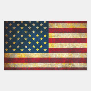 Sticker Rectangulaire Drapeau américain vintage