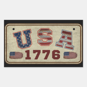 Sticker Rectangulaire Drapeau américain vintage USA 1776