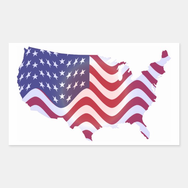 STICKER RECTANGULAIRE DRAPEAU AMÉRICAIN WAVY (Devant)