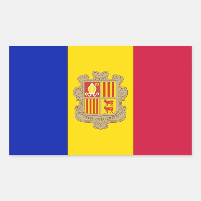Sticker Rectangulaire Drapeau Andorre/Andorre (Devant)