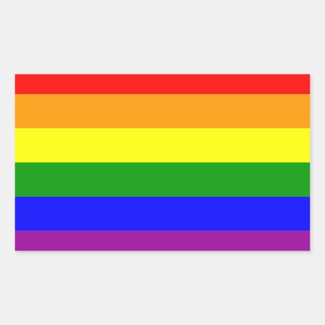 Sticker Rectangulaire Drapeau arc-en-ciel gay pride (Devant)