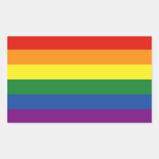 Sticker Rectangulaire Drapeau arc-en-ciel gay pride (Devant)