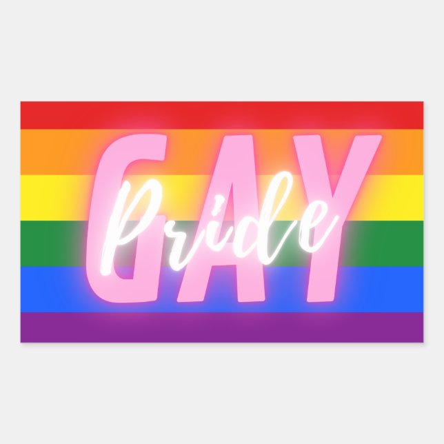 Sticker Rectangulaire Drapeau arc-en-ciel gay pride (Devant)