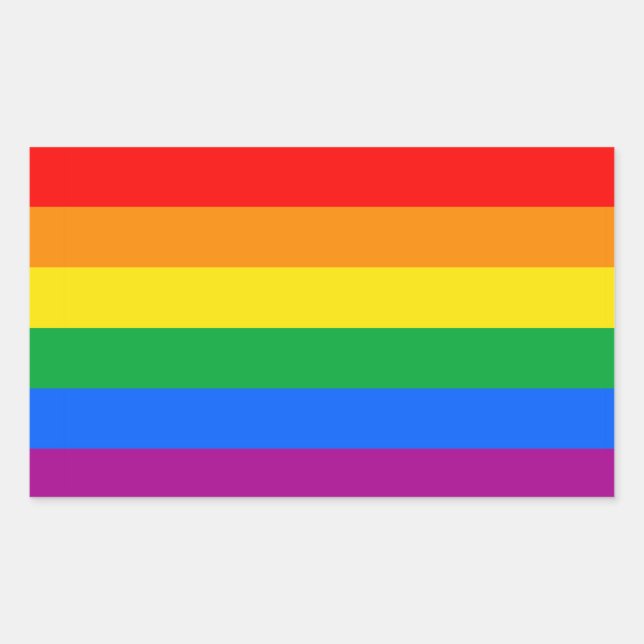 Sticker Rectangulaire Drapeau arc-en-ciel LGBTQ+ (Devant)