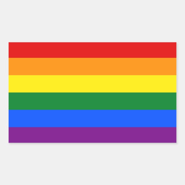 Sticker Rectangulaire Drapeau arc-en-ciel pour Gay pride LGBT (Devant)
