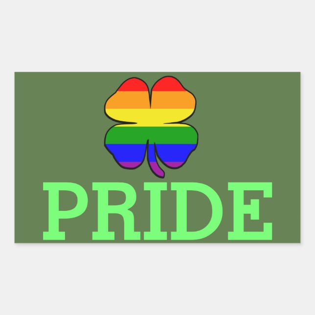 Sticker Rectangulaire Drapeau arc-en-ciel Shamrock Fierté gay (Devant)
