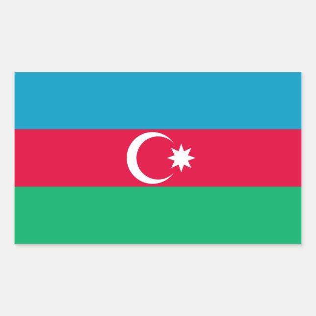 Sticker Rectangulaire Drapeau Azerbaïdjan/Azerbaïdjan (Devant)