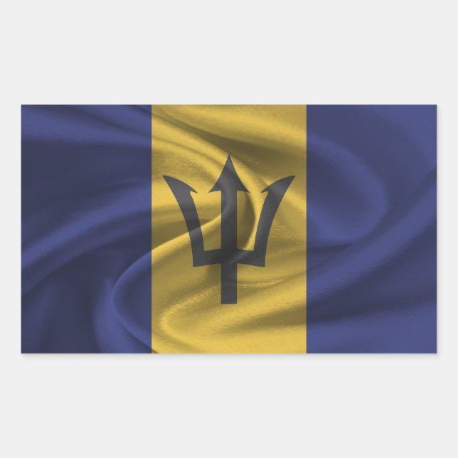 Sticker Rectangulaire Drapeau Barbade (Devant)