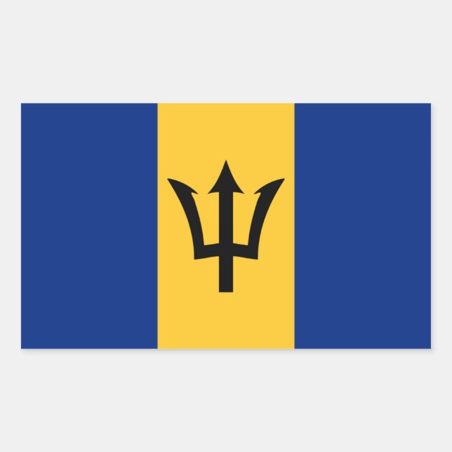Sticker Rectangulaire Drapeau Barbade/Barbadien/Bajuns (Devant)