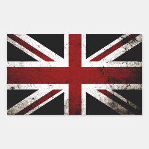 Sticker Rectangulaire Drapeau Black Grunge England 3