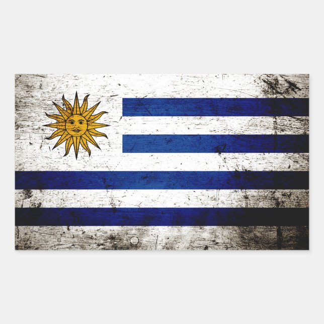 Sticker Rectangulaire Drapeau Black Grunge Uruguay (Devant)