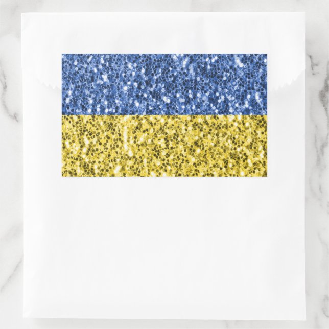 Sticker Rectangulaire Drapeau bleu jaune Ukraine parties scintillant fau (Sac)