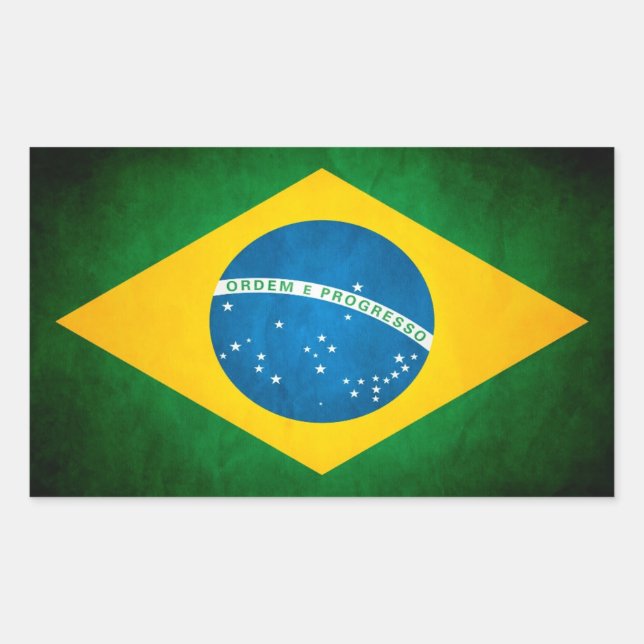 Sticker Rectangulaire Drapeau Brésil Grunge (Devant)