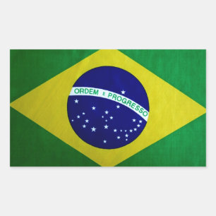 Sticker Rectangulaire Drapeau brésilien Vintage