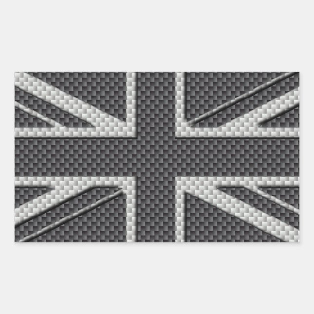 Sticker Rectangulaire Drapeau britannique Black & Grey Carbon Fibre Unio (Devant)