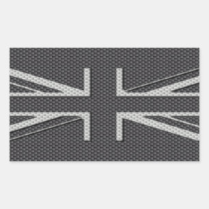 Sticker Rectangulaire Drapeau britannique Black & Grey Carbon Fibre Unio