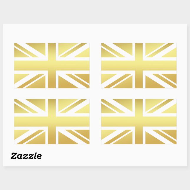 Sticker Rectangulaire Drapeau britannique Golden Union Jack (Feuille)