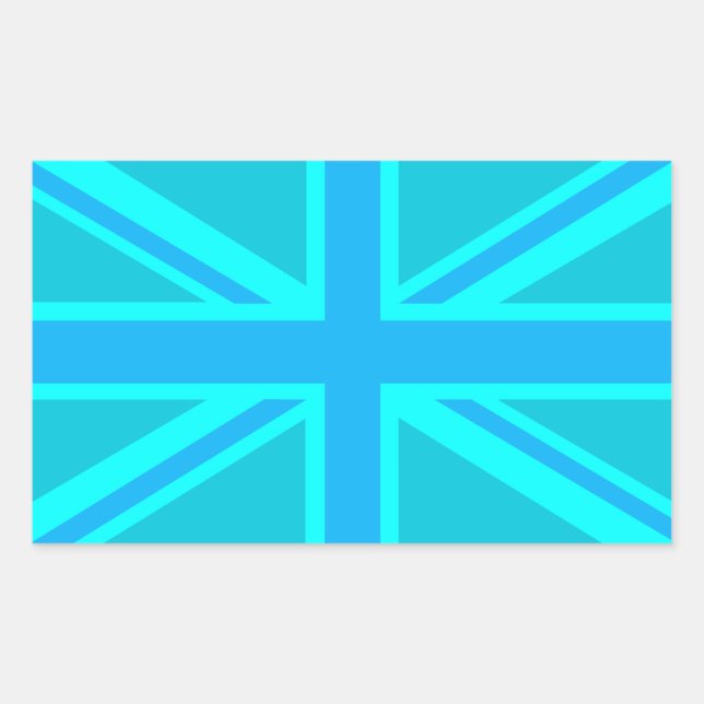 Sticker Rectangulaire Drapeau britannique Turquoise Union Jack (Devant)