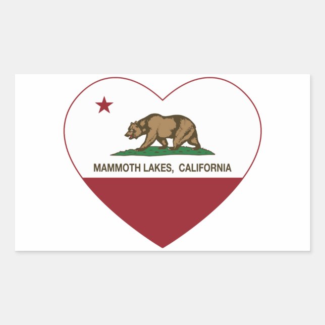 Sticker Rectangulaire drapeau californien mammouths lacs coeur (Devant)