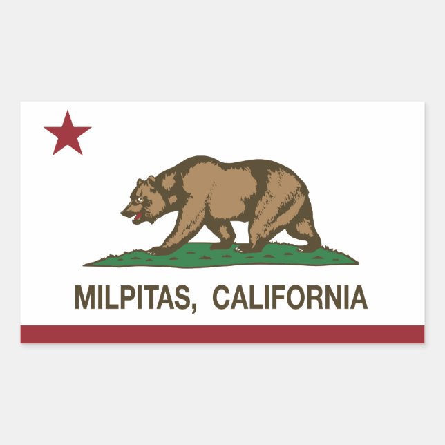 Sticker Rectangulaire Drapeau californien Milpitas (Devant)