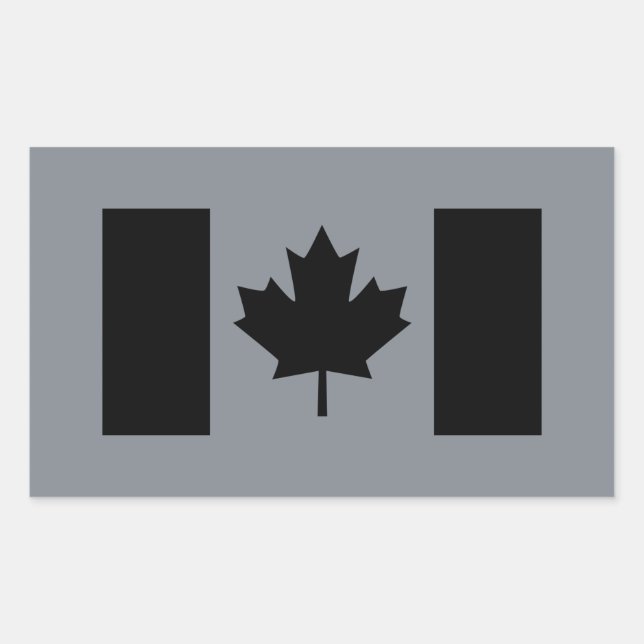Sticker Rectangulaire Drapeau canadien élégant en noir (Devant)