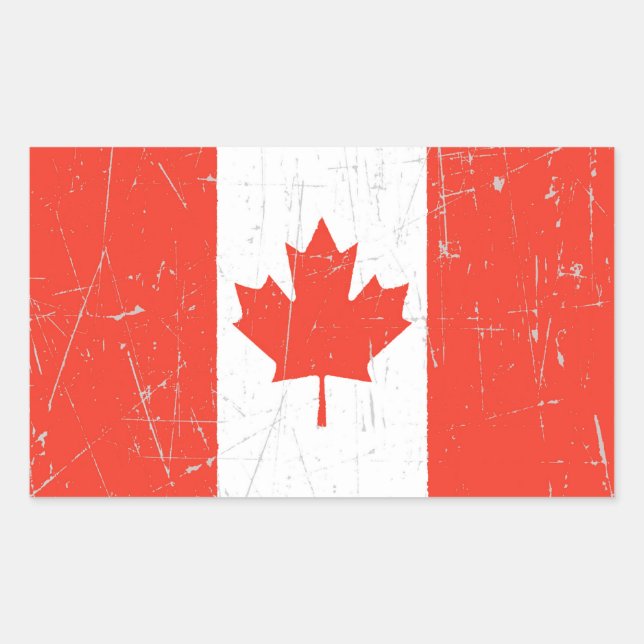 Sticker Rectangulaire Drapeau canadien griffé (Devant)