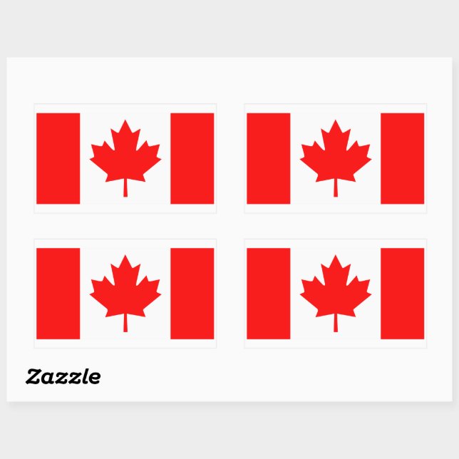 Sticker Rectangulaire Drapeau canadien Red Graphisme (Feuille)