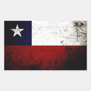 Sticker Rectangulaire Drapeau Chili noir