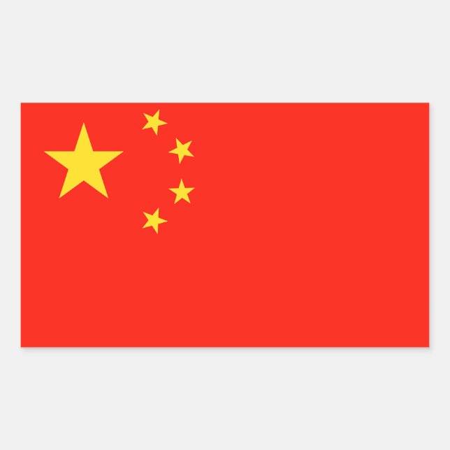 Sticker Rectangulaire Drapeau Chine - Haute qualité (Devant)