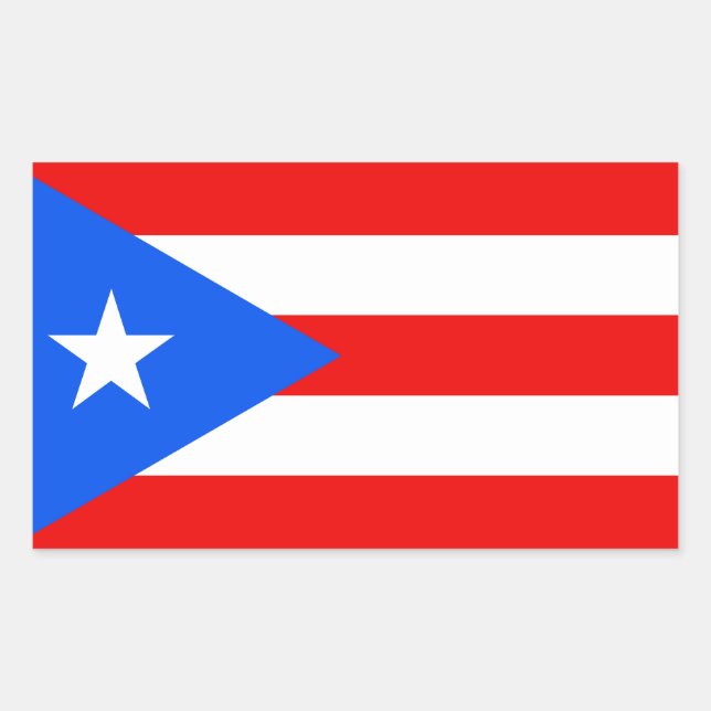 Sticker Rectangulaire Drapeau classique de Porto Rico (Devant)
