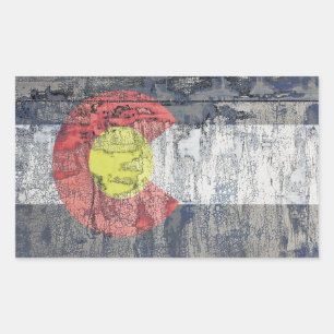 Sticker Rectangulaire drapeau colorado mur texturé