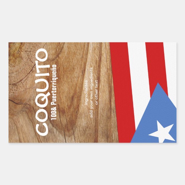 Sticker Rectangulaire Drapeau Coquito Portoricain (Devant)