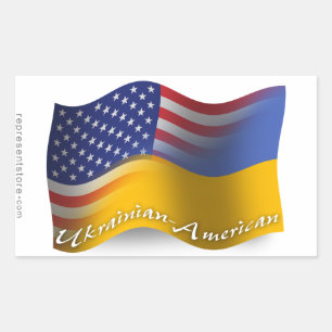 Sticker Rectangulaire Drapeau d'agitation ukrainien-américain