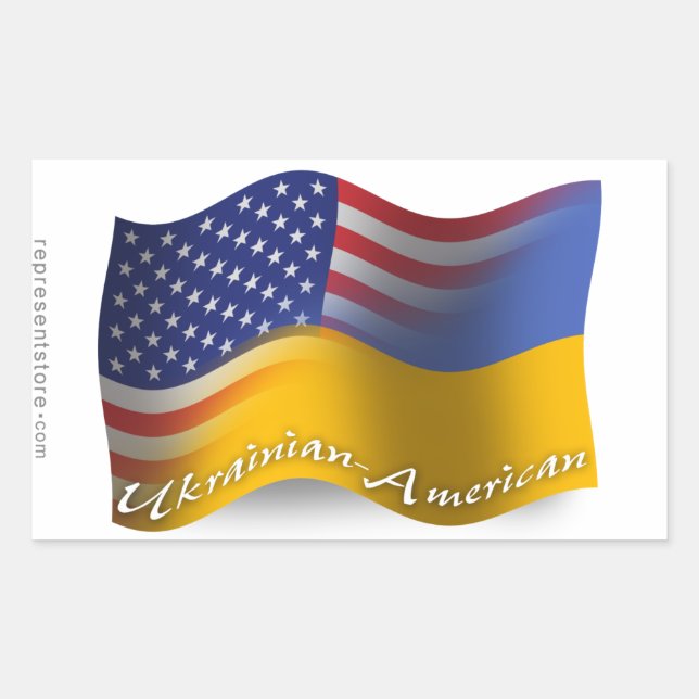 Sticker Rectangulaire Drapeau d'agitation ukrainien-américain (Devant)