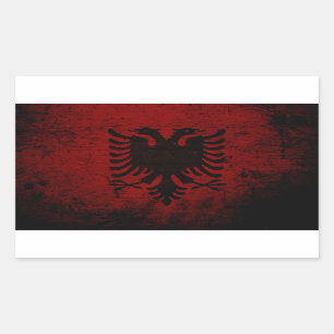 Sticker Rectangulaire Drapeau d'Albanie Grunge Noir