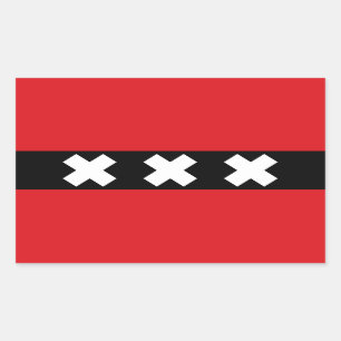 Sticker Rectangulaire Drapeau d'Amsterdam, Pays-Bas