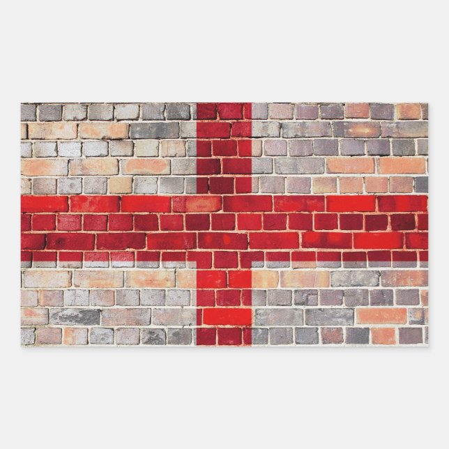 Sticker Rectangulaire Drapeau d'Angleterre sur un mur en brique (Devant)