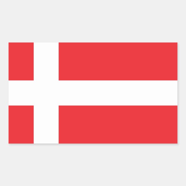 STICKER RECTANGULAIRE DRAPEAU DANNEBROG DU DANEMARK (Devant)