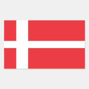 STICKER RECTANGULAIRE DRAPEAU DANNEBROG DU DANEMARK