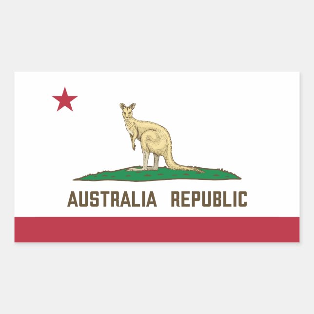 Sticker Rectangulaire Drapeau de Californie Australie Kangaroo (Devant)