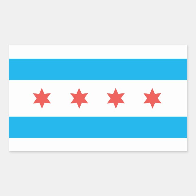 Sticker Rectangulaire Drapeau de Chicago (Devant)