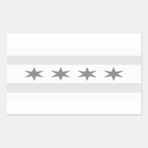 Sticker Rectangulaire Drapeau de Chicago Noir
